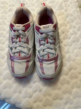 Avia Kids White and Pink Athletic Sneakers with Lace-Up Fit